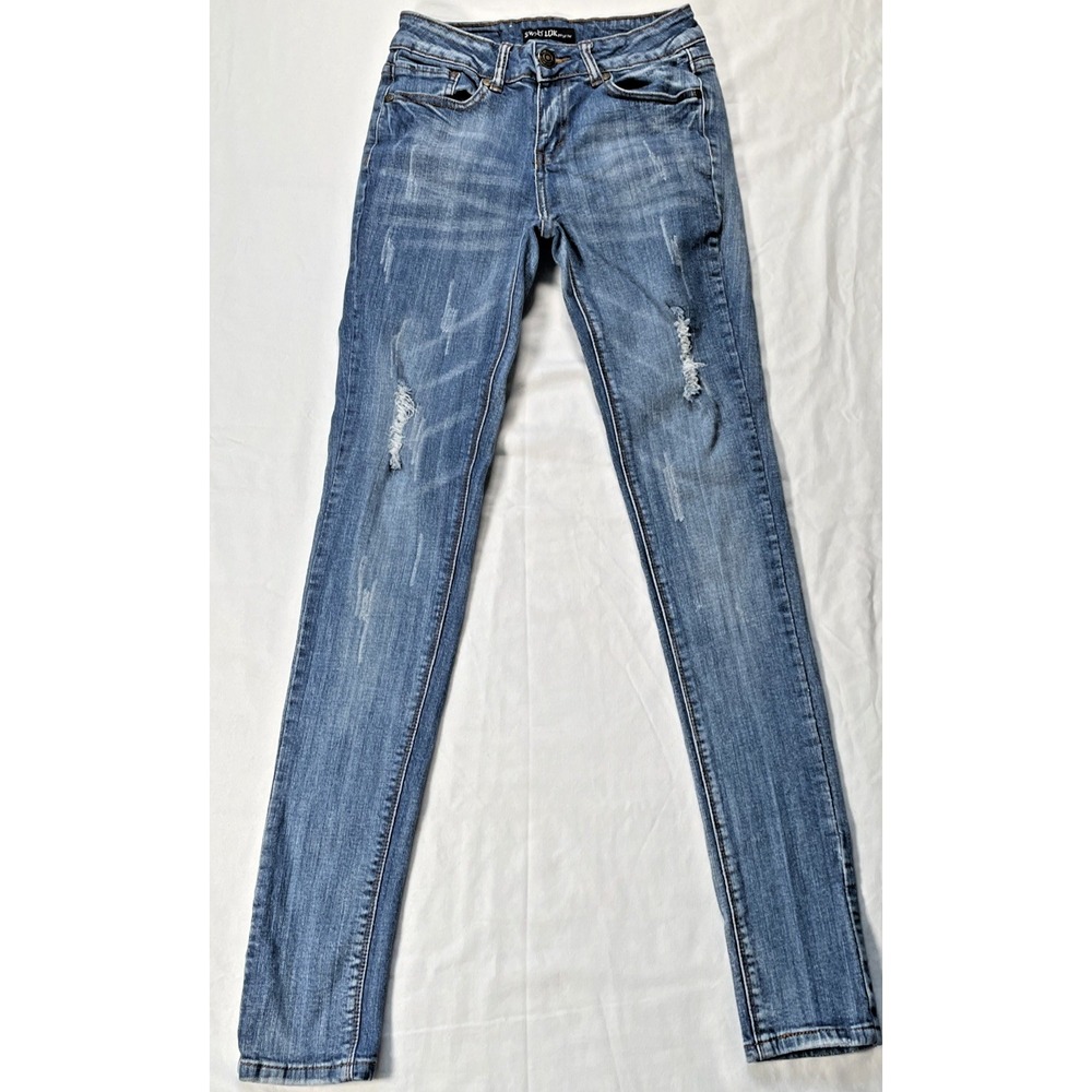 Sweet Look Women's Jeans Size 5 Distressed Skinny Lo-Rise Denim Cotton Stretch